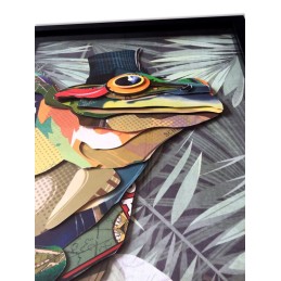 Peinture collage 3D 'Grenouille avec chapeau haut de forme 1' - Multicolore