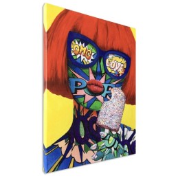 Tableau visage de femme pop art multicolore moderne décoration murale