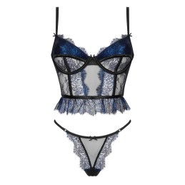 Saphira ensemble 2 piéces - noir et bleu L/XL