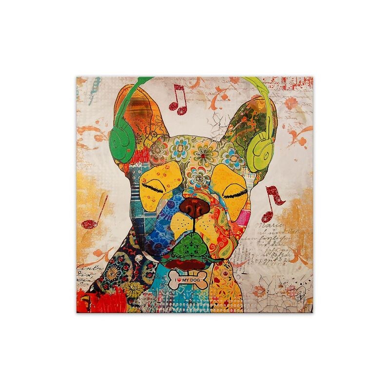 Impression bouledogue français pop art multicolore, tableau déco design coloré