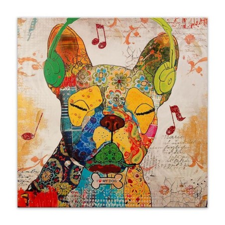 Impression bouledogue français pop art multicolore, tableau déco design coloré