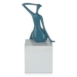 Sculpture en résine Petite attente couleur sarcelle – décoration intérieure moderne et minimaliste