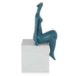 Sculpture en résine Petite attente couleur sarcelle – décoration intérieure moderne et minimaliste