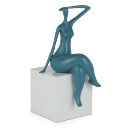 Sculpture en résine Petite attente couleur sarcelle – décoration intérieure moderne et minimaliste