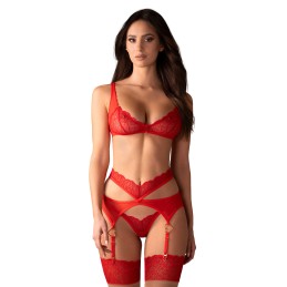 Cupide Desir ensemble 3 piéces - Rouge S/M - Obsessive - Lingerie Femme