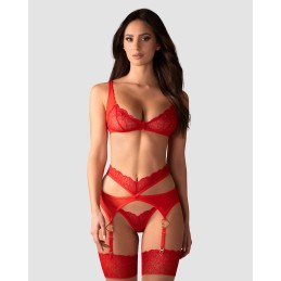 Cupide Desir ensemble 3 piéces - Rouge S/M - Obsessive - Lingerie Femme