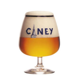 Verre à bière Ciney 25 cl rempli de bière blonde