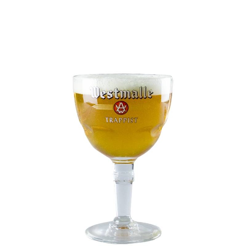 Verre Westmalle Trappiste 25 cl avec fleurs de houblon et anneau signature sur le pied