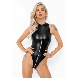 Body Powerwetlook avec fermeTaille uniquere éclair sur le devant M - Noir Handmade - Lingerie Femme