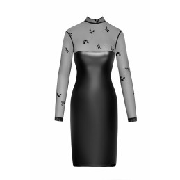 Sublime robe midi en wetlook et maille floquée M