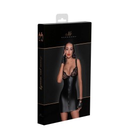 Mini-robe Powerwetlook avec poitrine en dentelle et fermeTaille uniquere éclair 2 sens L