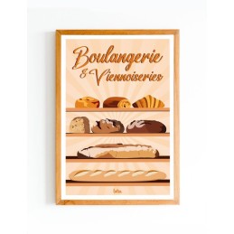 Affiche vintage minimaliste Boulangerie & Viennoiseries pour décoration intérieure