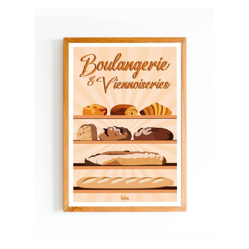 Affiche vintage minimaliste Boulangerie & Viennoiseries pour décoration intérieure