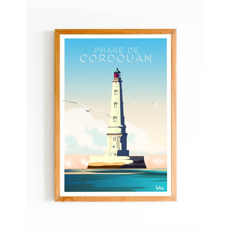 Affiche Phare de Cordouan avec design vintage minimaliste, idéal pour une déco intérieure élégante.