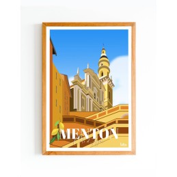 Affiche de voyage Menton - Poster minimaliste pour déco intérieure