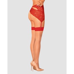 Bas jarretelles rouge L/XL