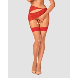Bas jarretelles rouge L/XL