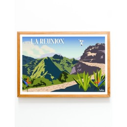 Affiche vintage minimaliste de l'Île de la Réunion