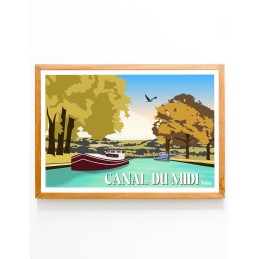 Affiche vintage du Canal du Midi, poster décoratif pour la maison