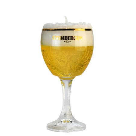 Bougie parfumée artisanale dans un verre à bière Grimbergen effet mousse