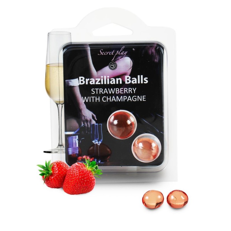 Duo Brazilian Balls Fraise champagne 3385-2 Taille unique - Brazilian Balls - Pour les massages
