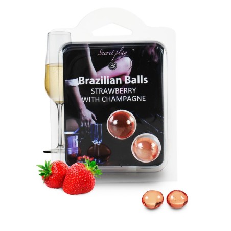 Duo Brazilian Balls Fraise champagne 3385-2 Taille unique - Brazilian Balls - Pour les massages