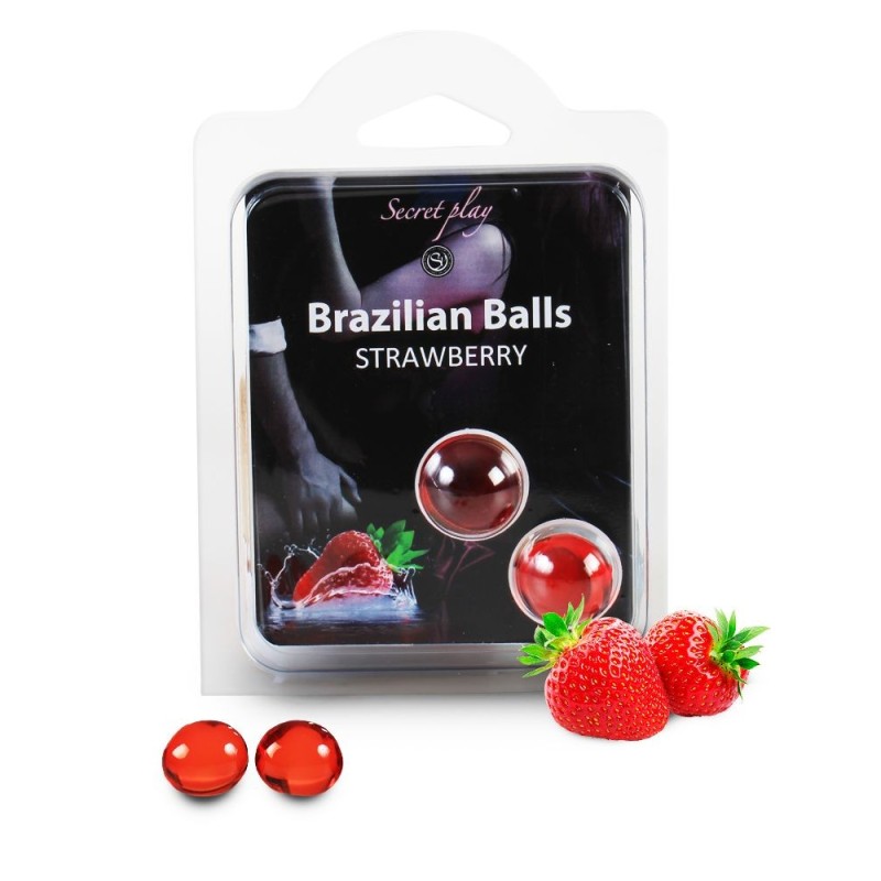 Duo Brazilian Balls Fraise 3385-7 Taille unique - Brazilian Balls - Pour les massages