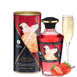 Huile chauffante aphrodisiaque - Vin pétillant é la fraise 100ml Taille unique - Shunga - Pour les massages