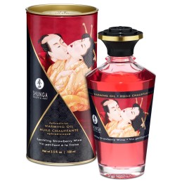 Huile chauffante aphrodisiaque - Vin pétillant é la fraise 100ml Taille unique - Shunga - Pour les massages