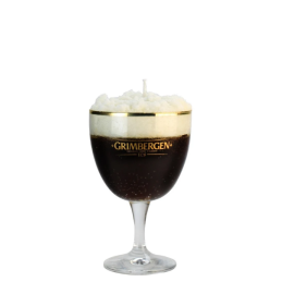 Bougie artisanale dans un verre à bière Grimbergen avec effet mousse