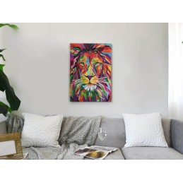 Affiche pop art lion multicolore sur toile