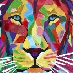 Affiche pop art lion multicolore sur toile