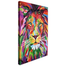 Affiche pop art lion multicolore sur toile