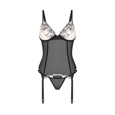 Vila blanes corset et string - Noirs M/L - Obsessive Exquisite - Lingerie Femme