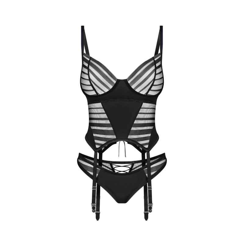 Lune Bellis corset et string - Noirs XS/S - Obsessive Exquisite - Lingerie Femme