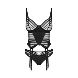 Lune Bellis corset et string - Noirs M/L - Obsessive Exquisite - Lingerie Femme