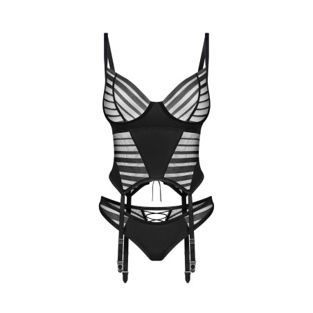 Lune Bellis corset et string - Noirs M/L - Obsessive Exquisite - Lingerie Femme