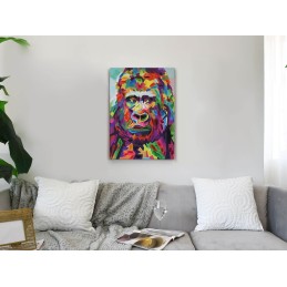 Tableau Orangutan Pop Art multicolore sur toile avec décorations en relief