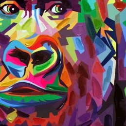 Tableau Orangutan Pop Art multicolore sur toile avec décorations en relief