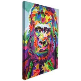 Tableau Orangutan Pop Art multicolore sur toile avec décorations en relief