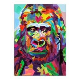 Tableau Orangutan Pop Art multicolore sur toile avec décorations en relief