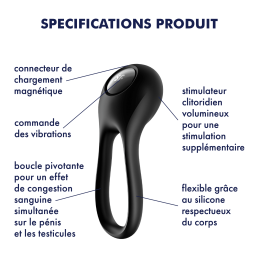 Cockring  Satisfyer Majestic Duo - Noir Taille unique