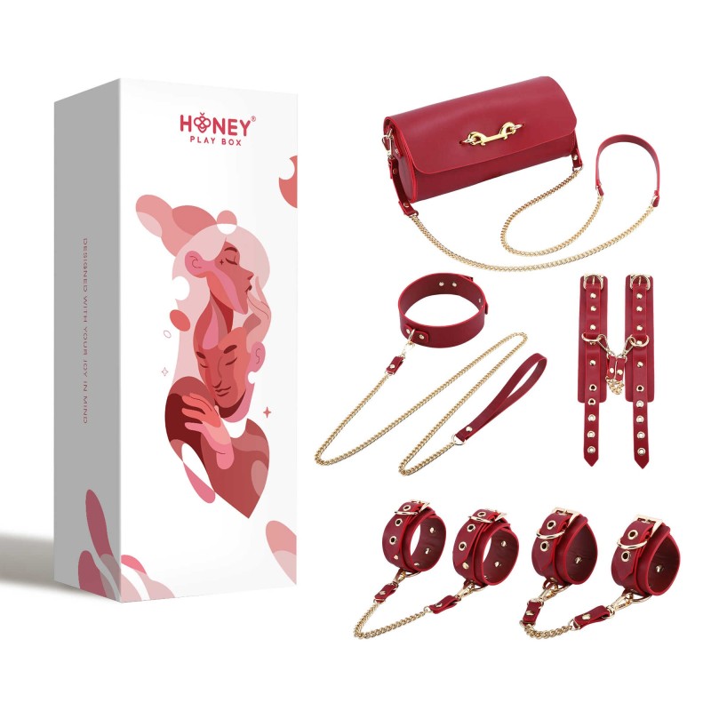 Federico - Kit de bondage en cuir véritable  - Honey Play box - Masque