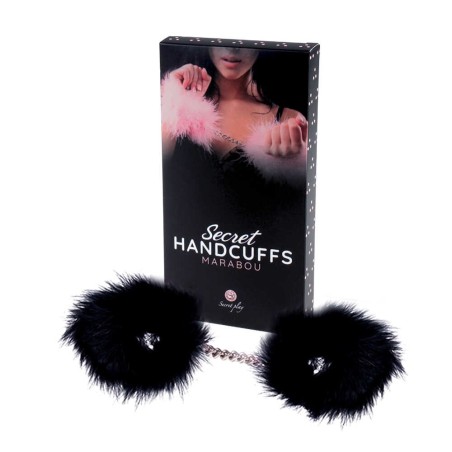 Menottes plumes secret play - Noir Taille unique - Secret Play - Masque