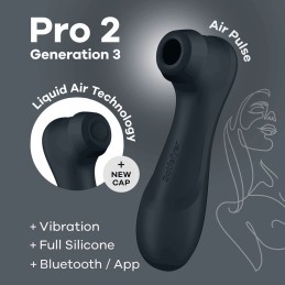Pro 2 Génération 3 Air pluse Connect App et vibration - Noir Satisfyer Taille unique