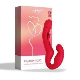Harmony Duo Strap on vibrant avec tapotage - Rouge  - Honey Play box - Harnais