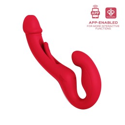 Harmony Duo Strap on vibrant avec tapotage - Rouge  - Honey Play box - Harnais