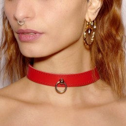 Collier fin anneau Rouge  - The Sinners - BDSM