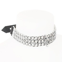 Collier Chaines cuir noir  - The Sinners - BDSM