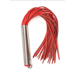 Martinet homme rouge manche métal laniéres en cuir DOUX  - The Sinners - BDSM